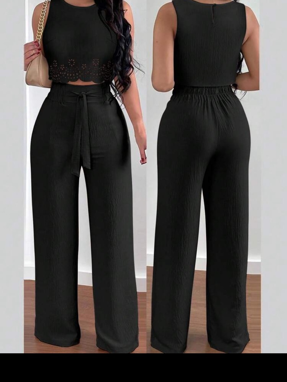 Black 2 piece cropped set